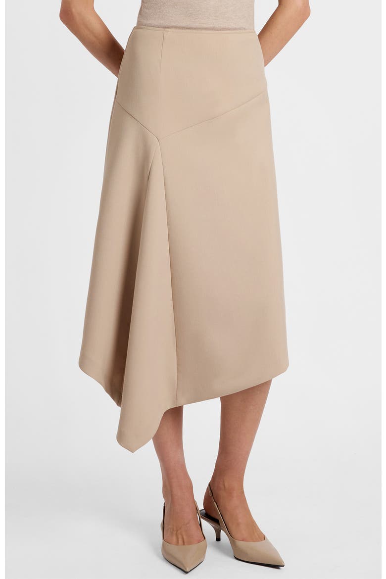 Myna Asymmetrical Midi-Length Skirt, Main, color, Sand