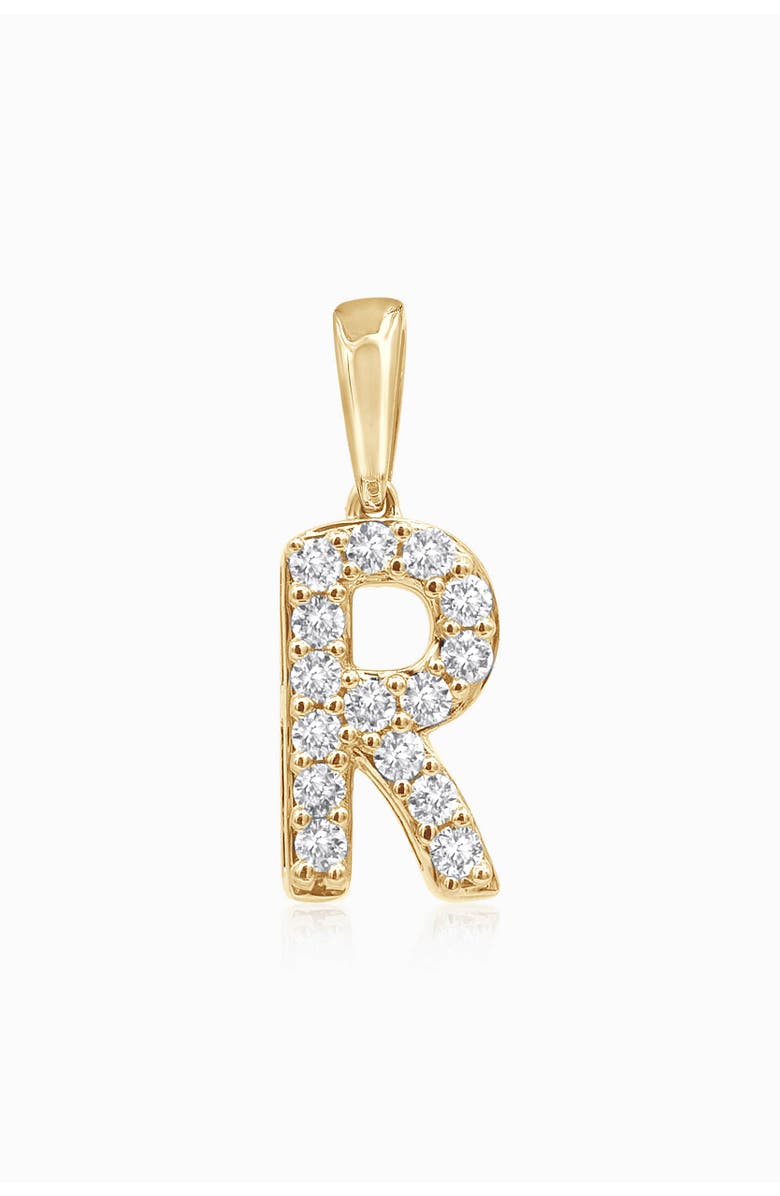 Oradina 14K Gold Luxe Letter Diamond Initial Pendant Charm, Main, color, Yellow Gold - R