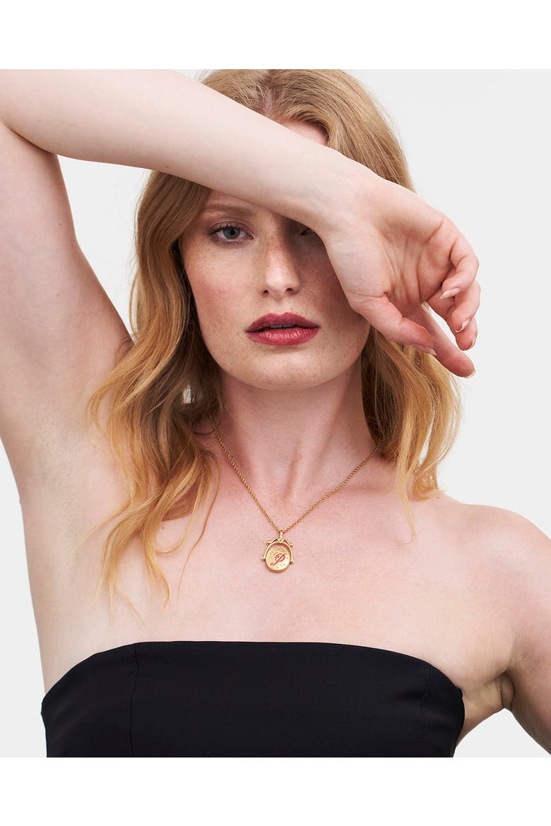 P Initial Peony Gold Spinner Chain Necklace, Alternate, color, Gold