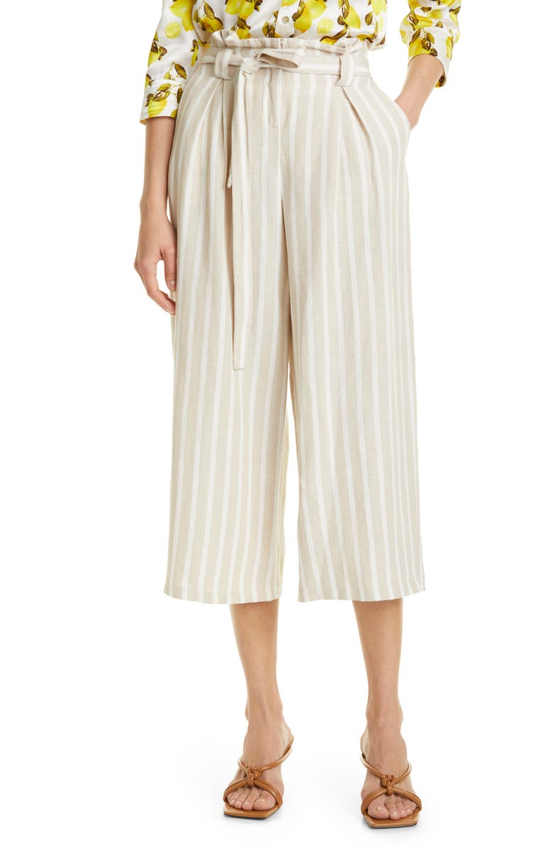 L'AGENCE Samira Crop Wide Leg Linen Blend Pants, Main, color,