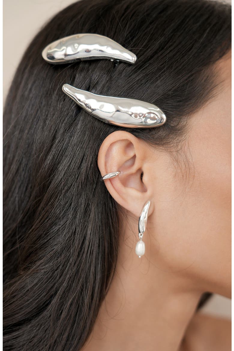 Sophisticated Metal 2-Pack Barrettes, Alternate, color, SILVER
