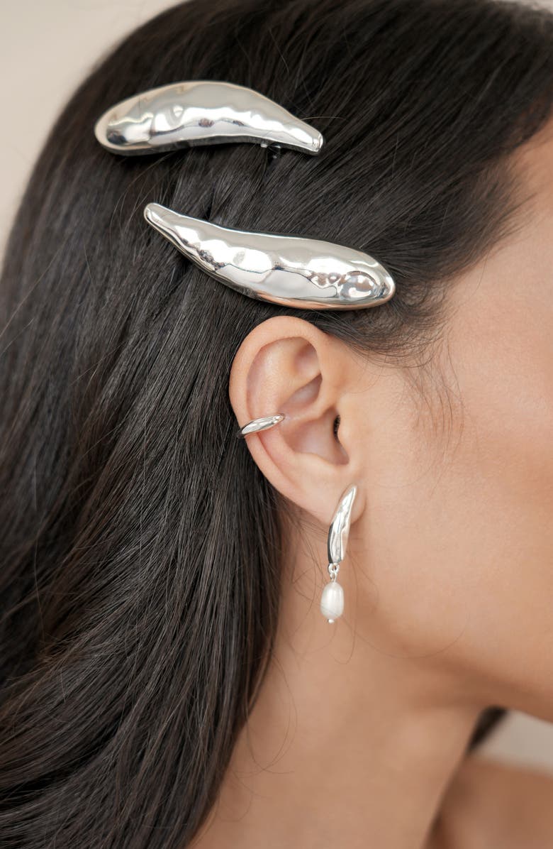 Ettika Sophisticated Metal 2-Pack Barrettes, Alternate, color, Silver