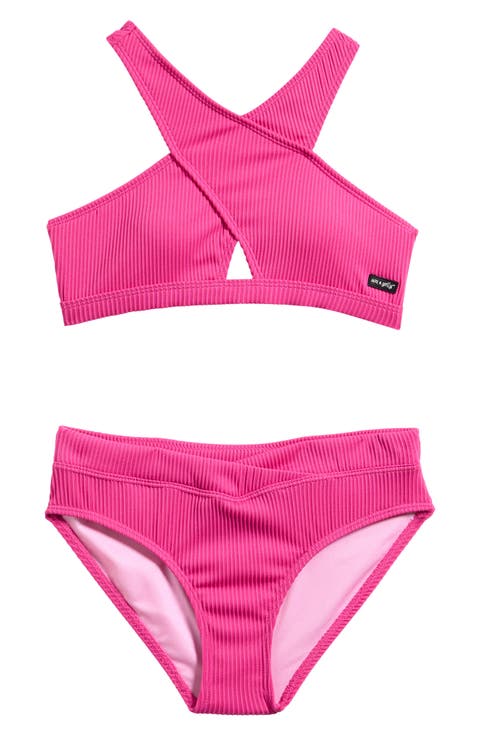 Kids' Cross Front Two-Piece Swimsuit (Big Kid)