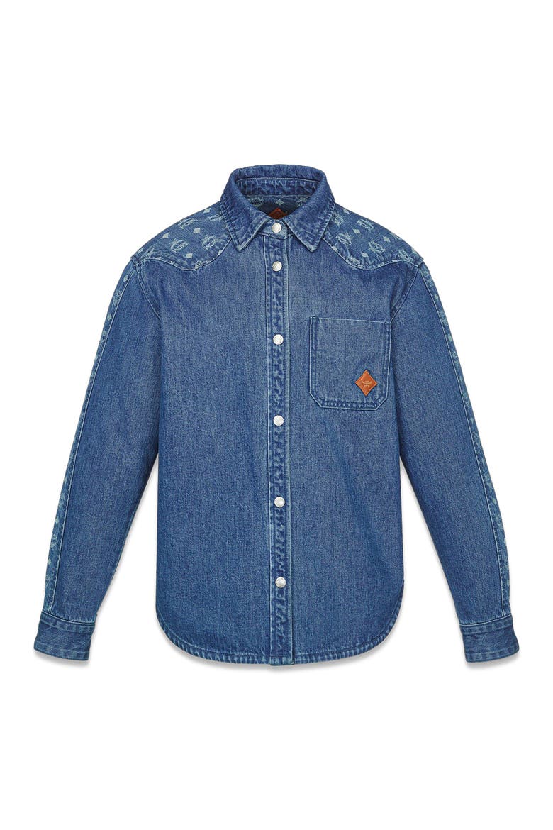 Monogram Jacket in Denim Jacquard, Alternate, color, Blue