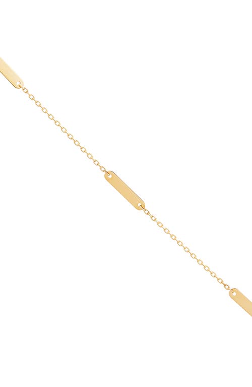 Frankie & Zoe 14k Yellow Gold Flat Bar Station Chain Bracelet In Gold
