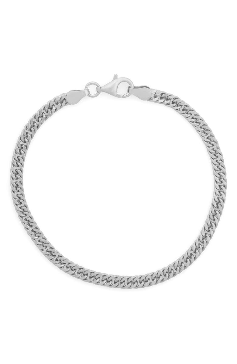 FZN Sterling Silver Curb Chain Anklet, Main, color, Silver