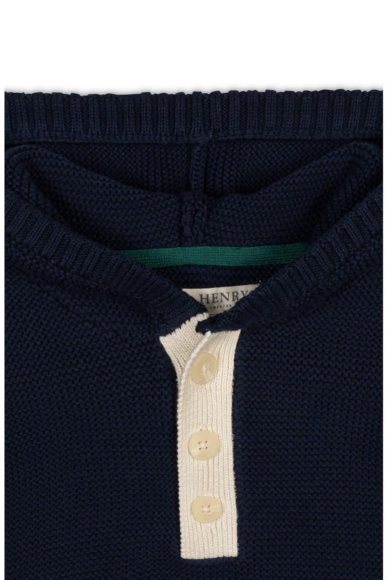 Kids' Organic Henley Sweater Hoodie, Alternate, color, Navy Colorblock