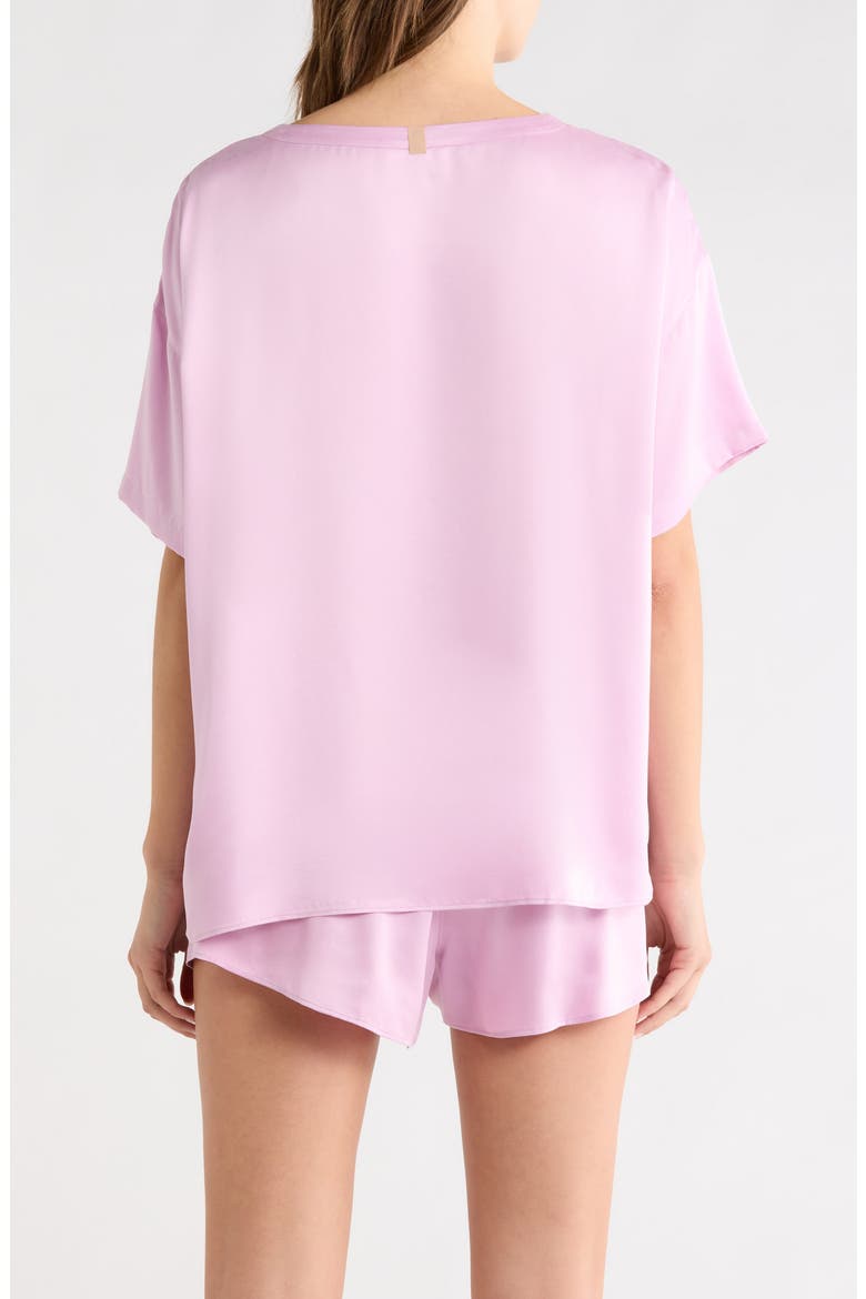 Washable Silk Tee Short Pajamas, Alternate, color, LILAC BLOOM