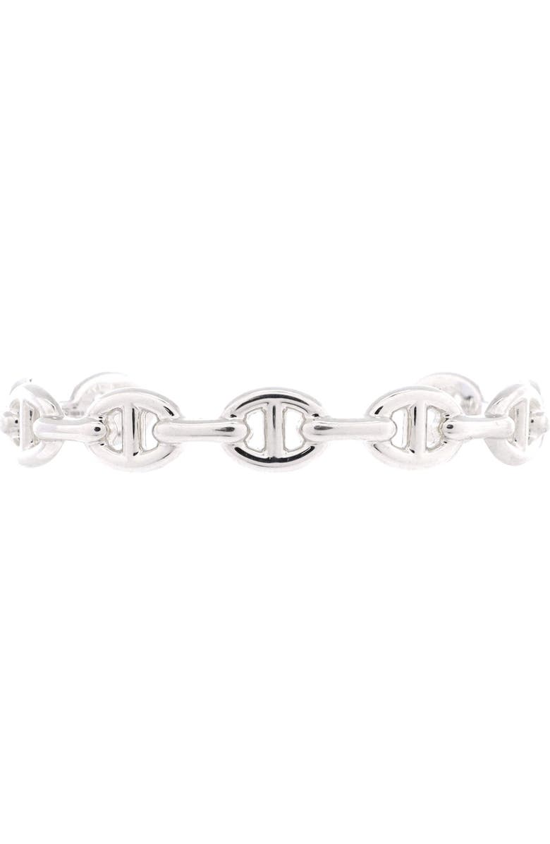 Pre-Owned Hermes Chaine d'Ancre Enchainee Cuff Bracelet Sterling Silver Medium, Main, color, Silver