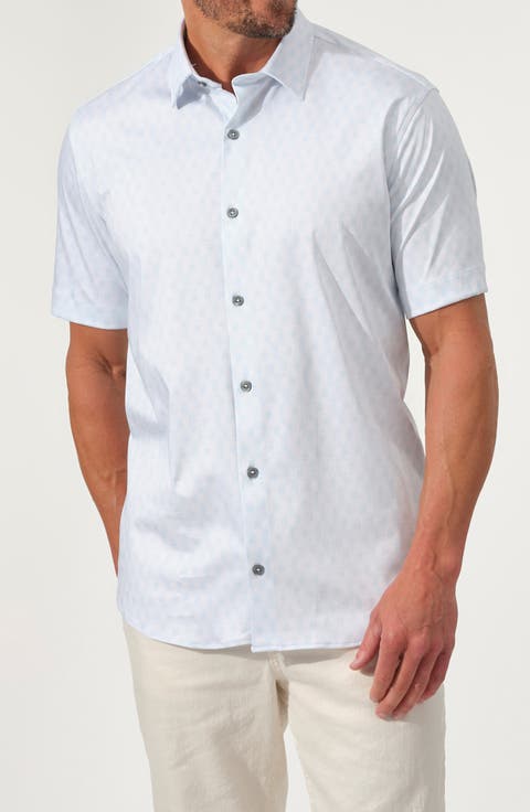 Dynamic Comfort Short Stretch Cotton Sleeve Button-Up Shirt