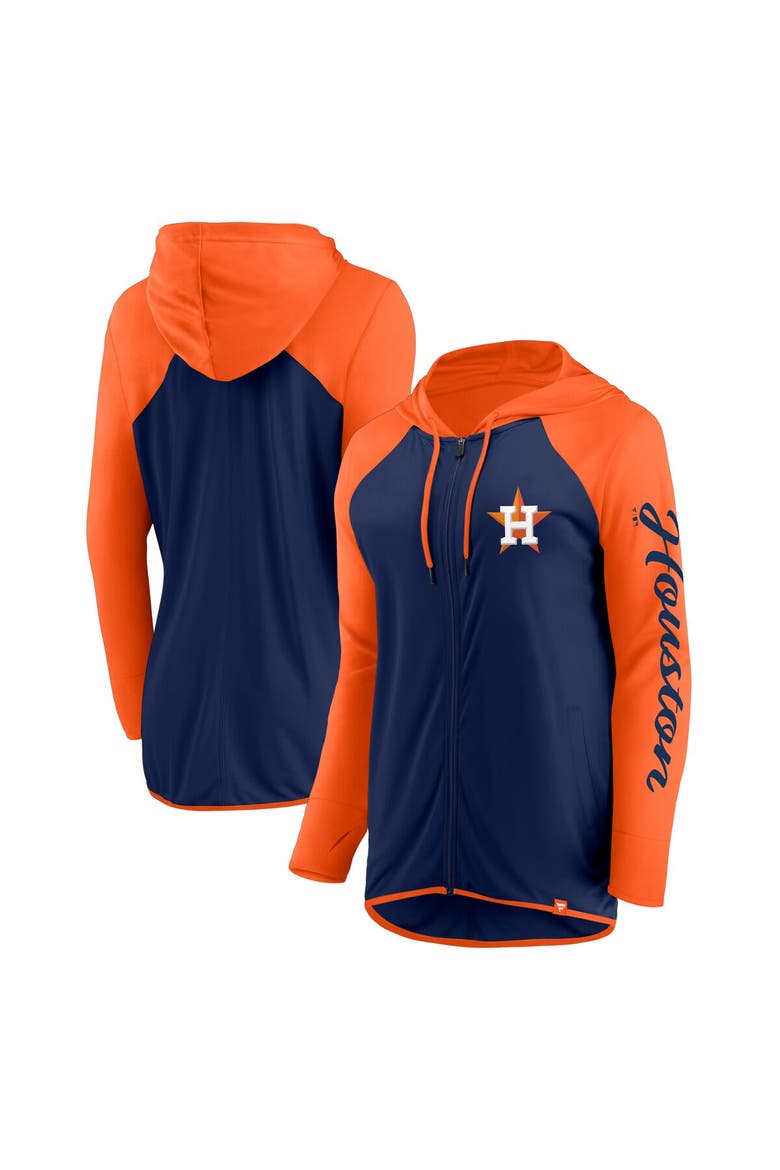 Women's Fanatics Navy/Orange Houston Astros Script Sleeve Full-Zip Hoodie, Alternate, color, Navy