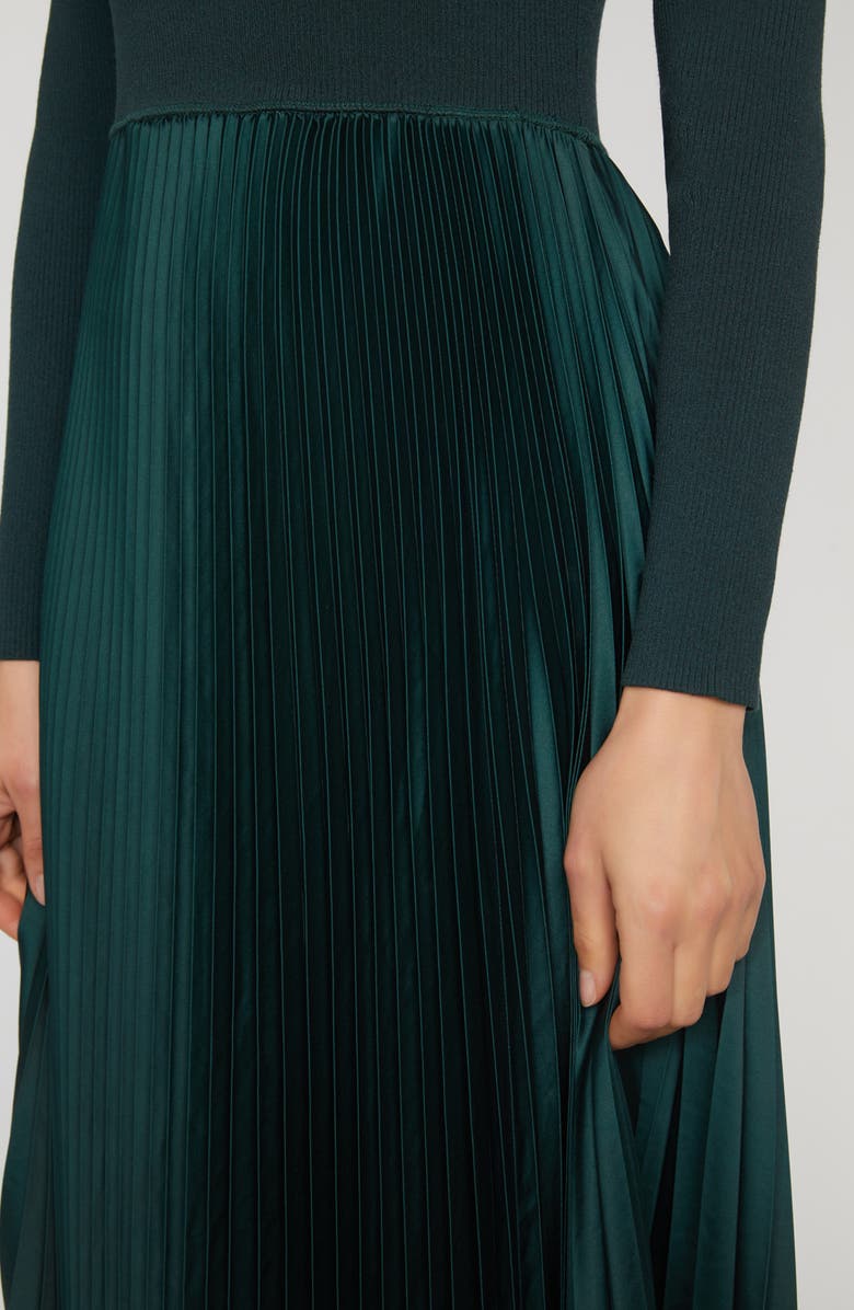 Elie Tahari Mave Pleated Long Sleeve Mixed Media Dress, Alternate, color,