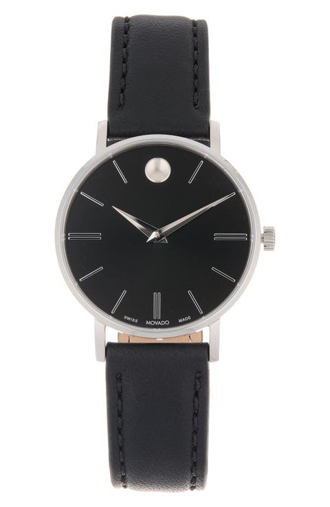 Corporate Classic Leather Strap Watch, 40mm