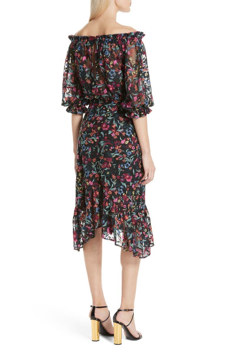 SALONI Grace Floral Embroidered Off the Shoulder Tulle Dress, Alternate, color,