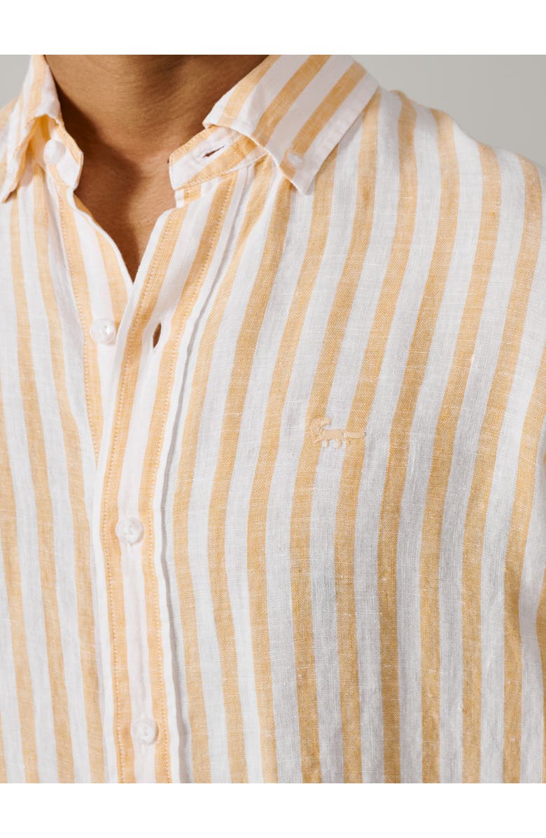 Aubin Worlaby Linen Long Sleeve Shirt, Alternate, color, Yellow Stripe