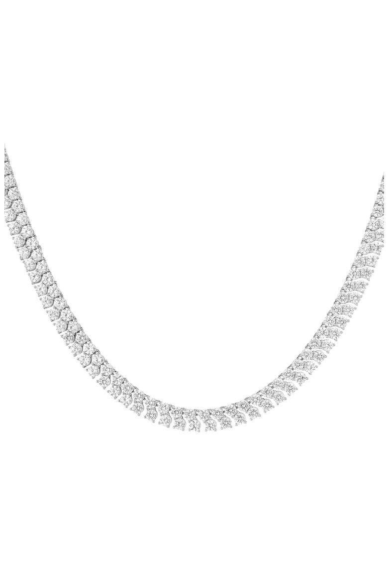 Lab Grown Sapphire Double Row Tennis Necklace, Main, color, White