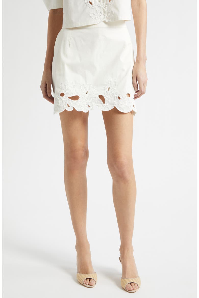 Paisley Bloom Embroidered Miniskirt, Main, color, CREAM/WHITE