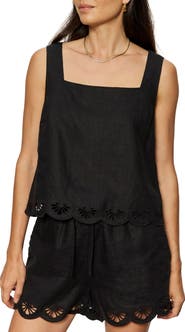 Sanctuary Almost There Scallop Hem Sleeveless Linen Top