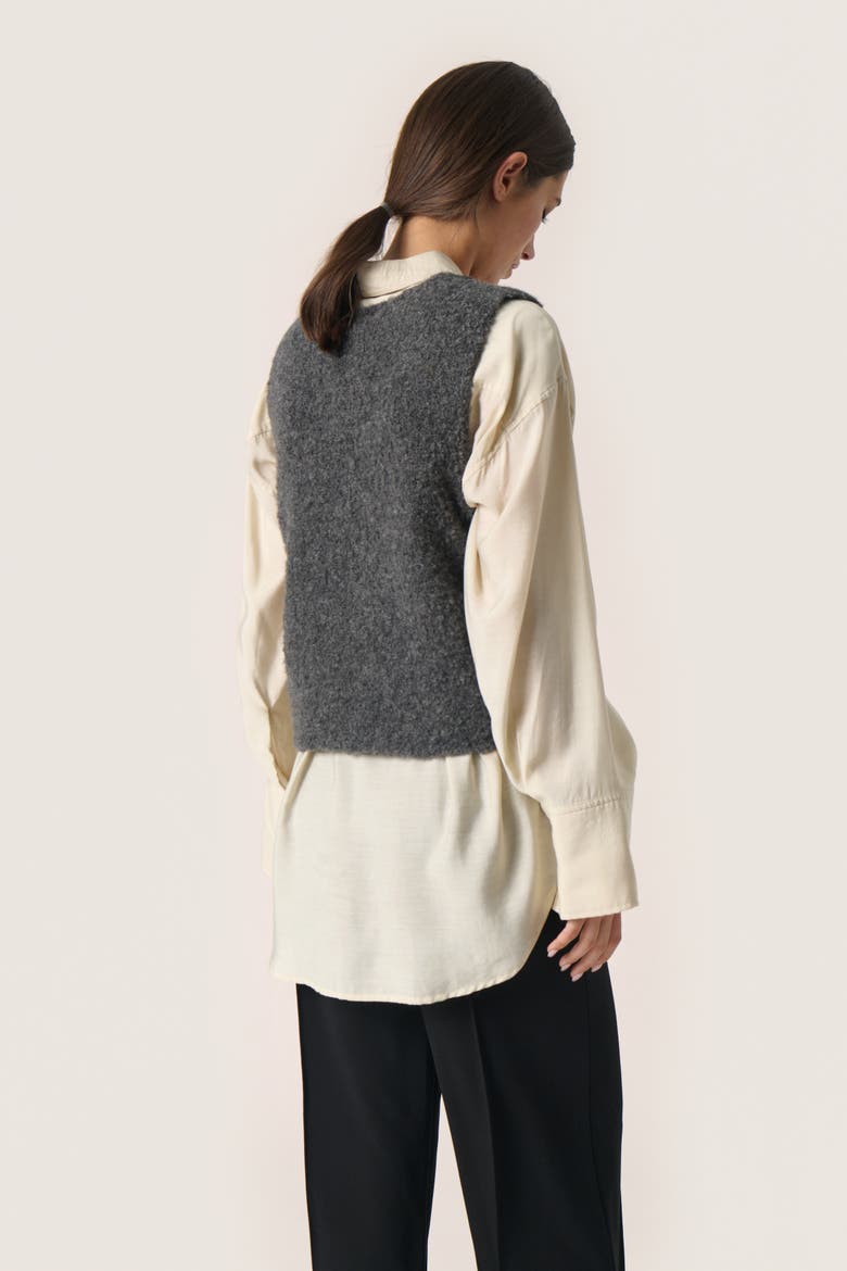 Slvenessa V-Neck Fluffy Knit Waistcoat, Alternate, color, Grey Melange