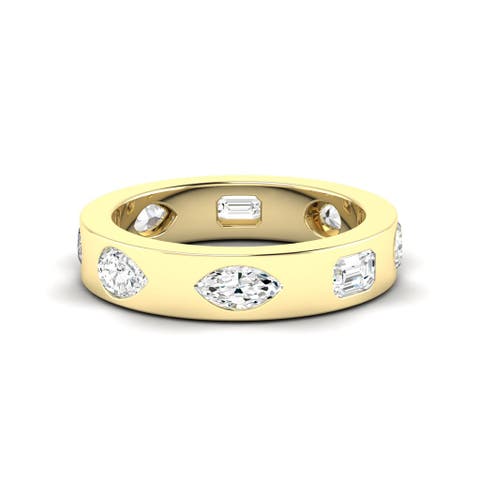 Multi Shape Inlay Lab Diamond Band in 14K