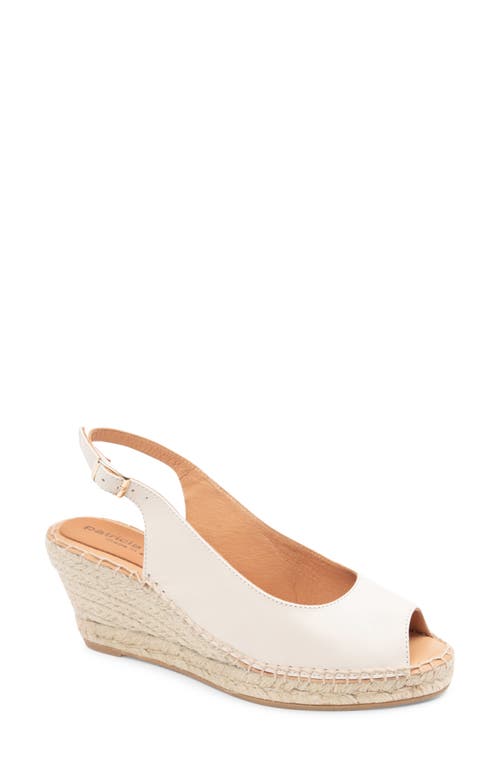 Shop Patricia Green Peyton Slingback Espadrille Peep Toe Platform Wedge Sandal In Bone Leather