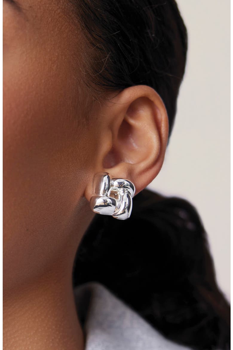 Small Woven Square Earrings, Alternate, color, HIGH POLISH SILVER