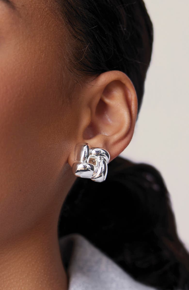 JENNY BIRD Medium Woven Square Stud Earrings, Alternate, color, High Polish Silver