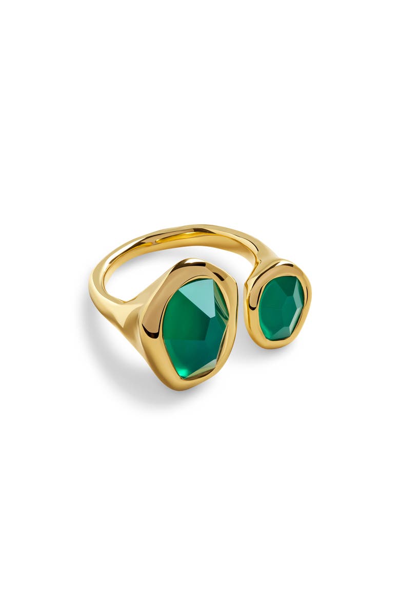 Monica Vinader Odyssey Green Onyx Open Ring, Main, color, 18Ct Gold Vermeil / Green Onyx