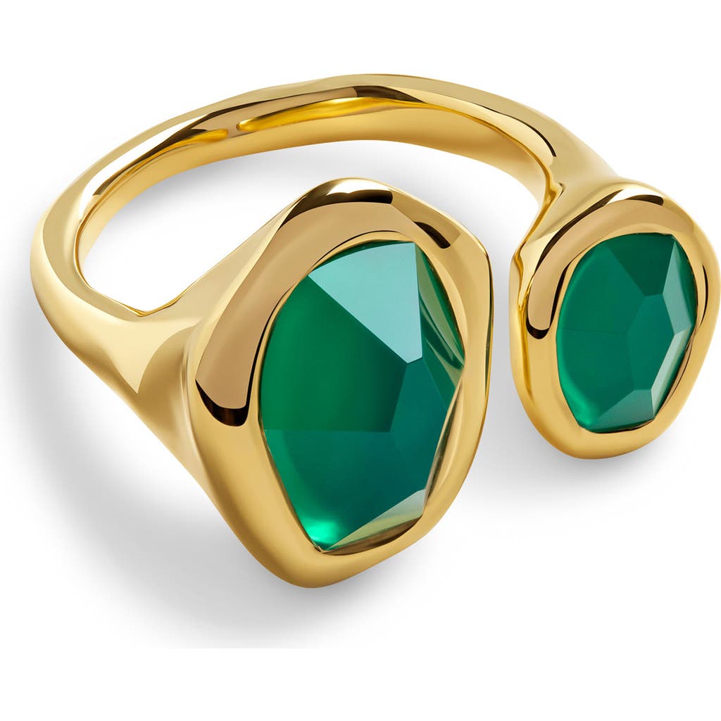 Monica Vinader Gold Odyssey Gemstone Open Ring Green Onyx In Multi