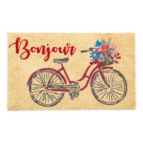 Bonjour Bike Coir Doormat, Non-Slip PVC Backing