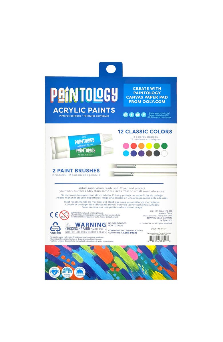 OOLY Paintology Acrylic Paint Set, 12 Classic Colors, Alternate, color, Multicolored