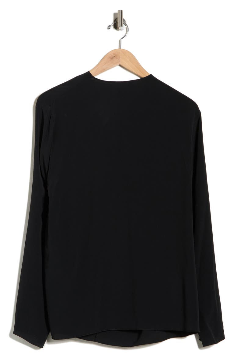 Tie Neck Silk Top, Alternate, color, BLACK