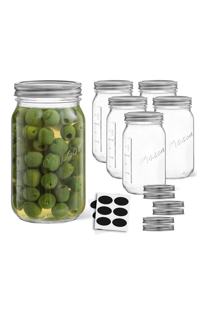 42-Piece Wide Mouth Mason Jars with Airtight Lids, Alternate, color, CLEAR/ SILVER