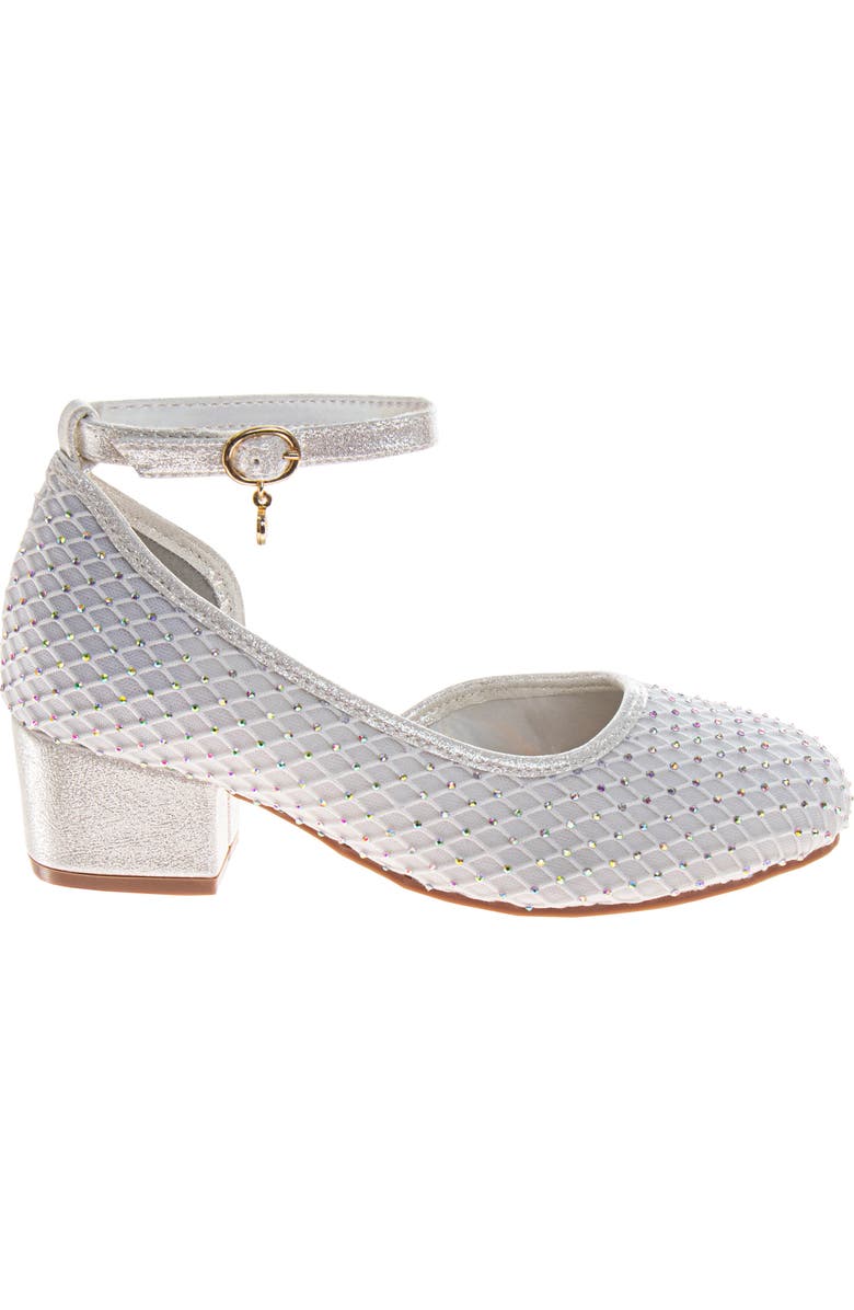 Badgley Mischka Collection Kids' Ankle Strap Half D'Orsay Pump, Alternate, color, White