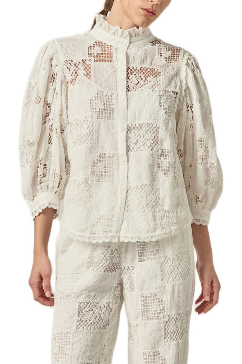 Embroidered Cotton Shirt, Main, color, WHITE