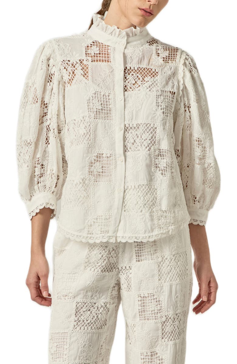 English Factory Embroidered Cotton Shirt, Main, color, White
