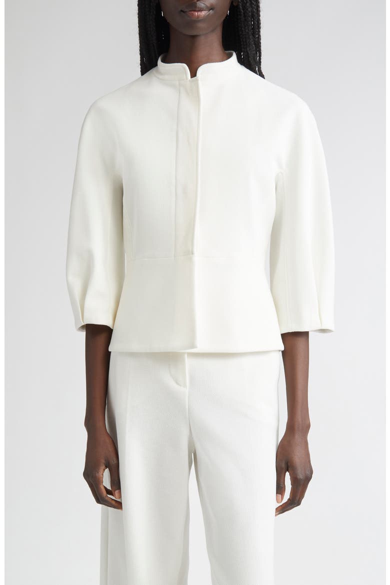 Nastro Knit Peplum Jacket, Main, color, WHITE