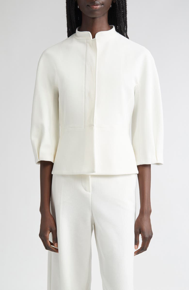 Max Mara Nastro Knit Peplum Jacket, Main, color, White