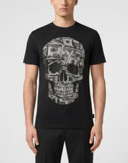 PHILIPP PLEIN Jersey Round Neck T-Shirt Ss Skull Dollar Stones Men