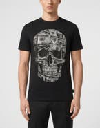 PHILIPP PLEIN Jersey Round Neck T-Shirt Ss Skull Dollar Stones Men