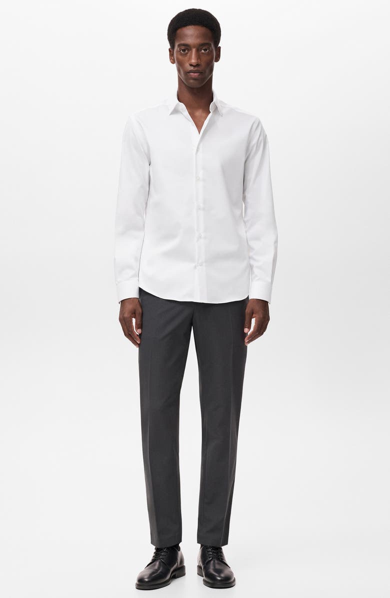 MANGO Stretch Button-Up Shirt, Alternate, color, White