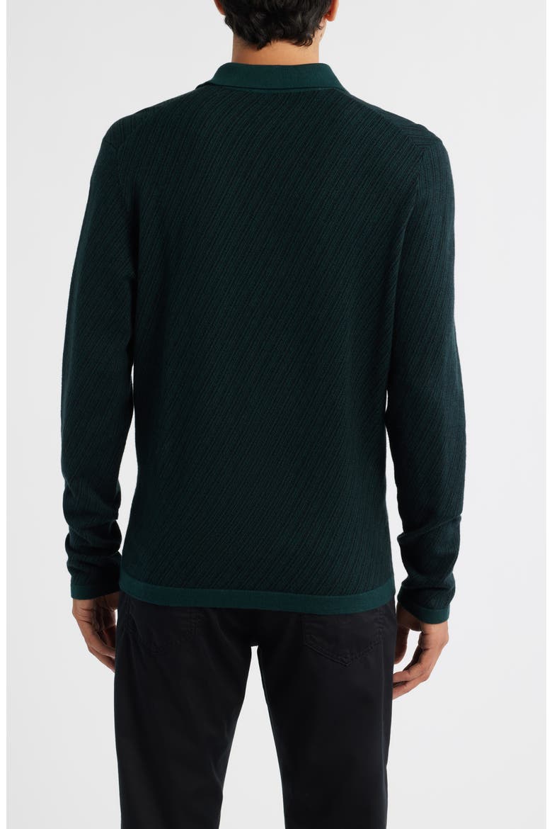 Borja Cotton & Cashmere Long Sleeve Polo, Alternate, color, DEEP GREEN