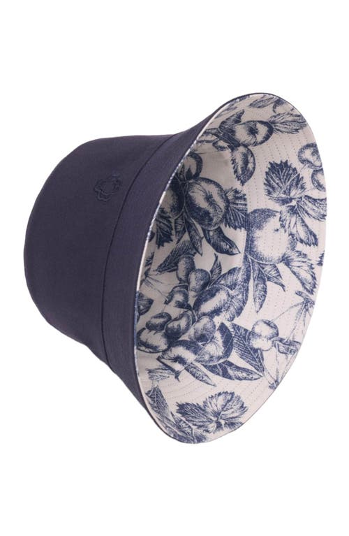 Maje Womens Navy Reversible Fruit-print Cotton Bucket Hat In Blue