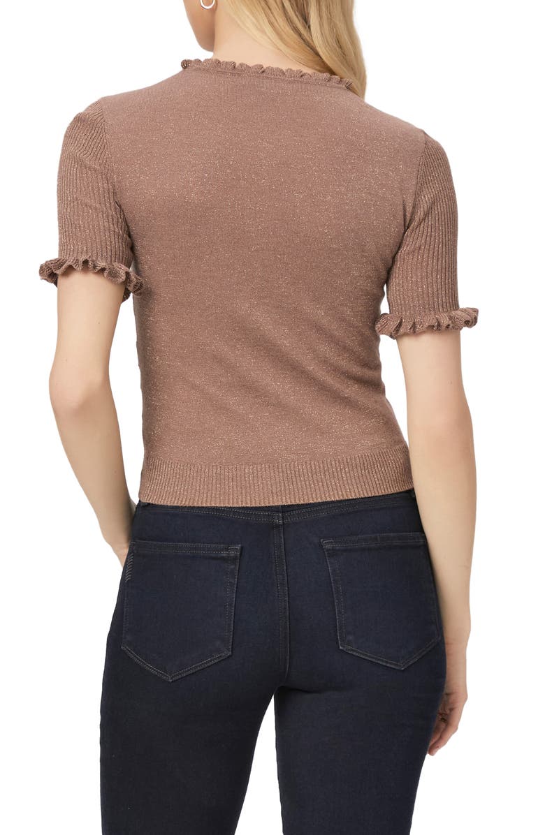 PAIGE Triste Metallic Short Sleeve Sweater, Alternate, color, Browngold
