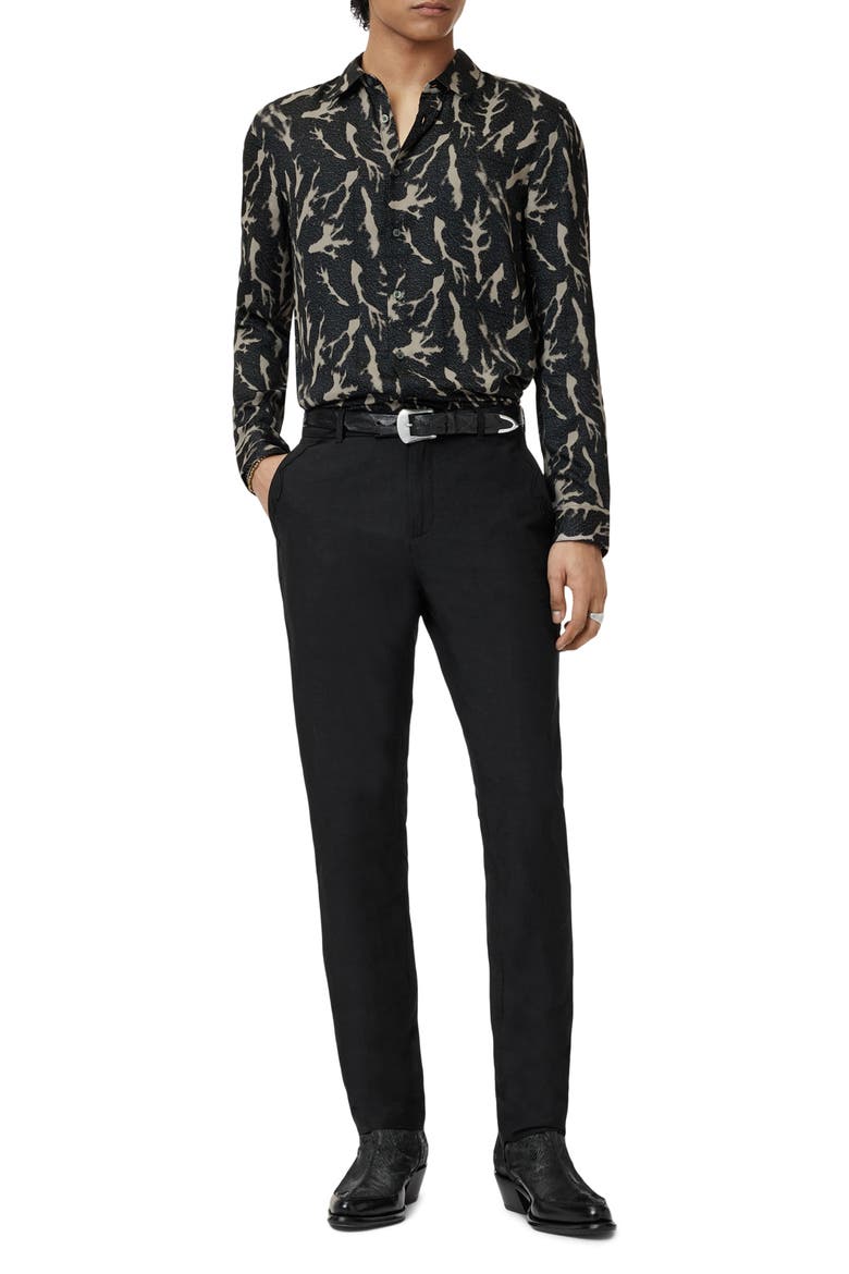 Ross Abstract Button-Up Shirt, Alternate, color, BLACK