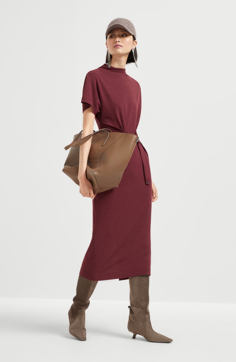 Brunello Cucinelli Wrap belt dress, Alternate, color, Amaranth