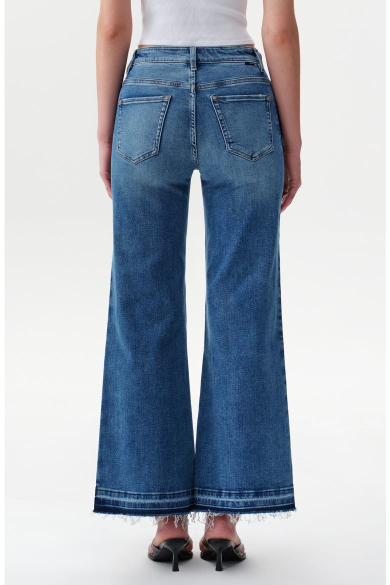 Two-Tone Splice Mid Rise Wide Leg Jeans, Alternate, color, TRAPPIST-1E