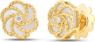 Roberto Coin 18K Yellow Gold Diamond & Mother-of-Pearl Rose Stud Earrings (Nordstrom Exclusive)