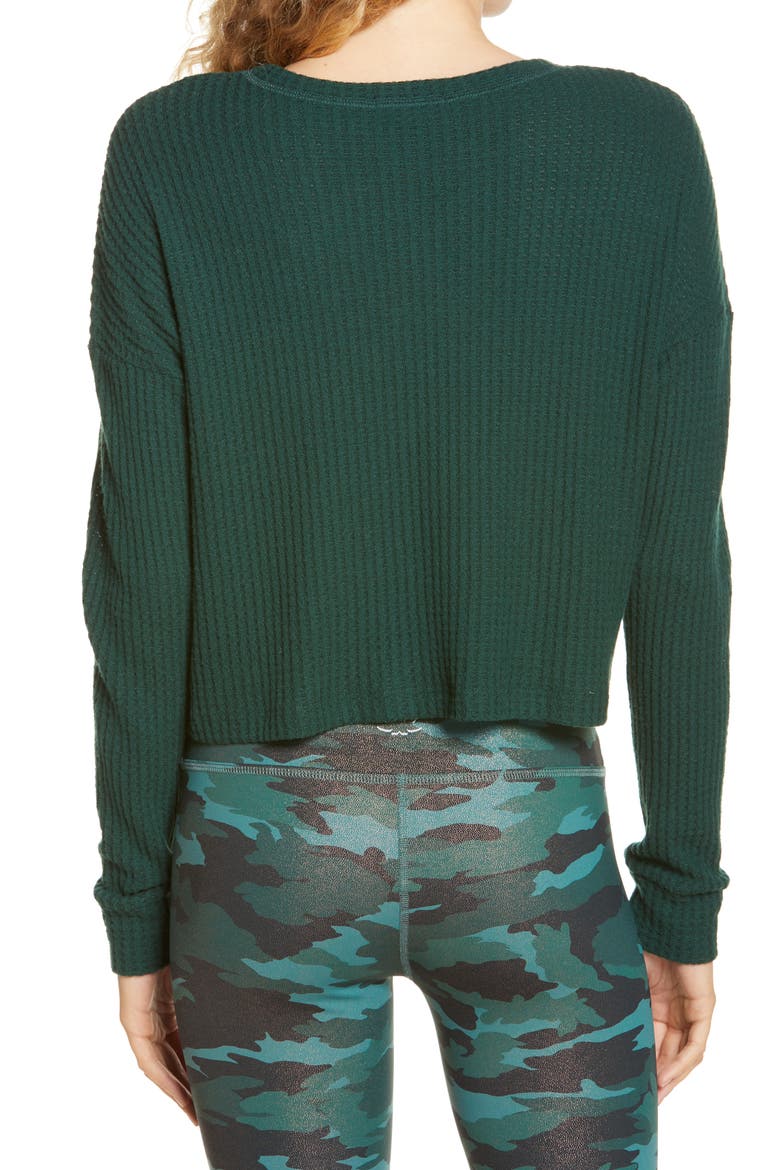 Brushed Up Crop Pullover, Alternate, color, FOREST GREEN