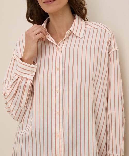 Pact Organic Cotton Sunset Lightweight Cotton Oversized Shirt In Zuma Stripe